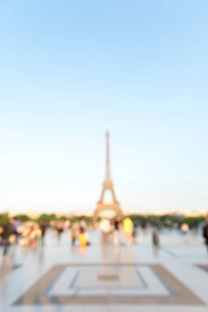 istock Blurred view of the Eiffel tower seen from the Trocadero esplanade 812009938