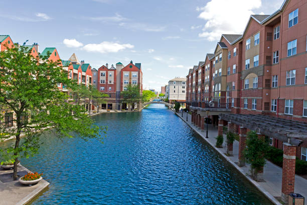 istock Downtown Indianapolis, Indiana, along the central canal 812012660