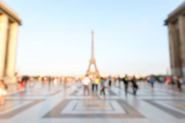 istock Blurred view of the Eiffel tower seen from the Trocadero esplanade 812012812