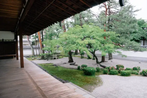 Buddhist temple garden view