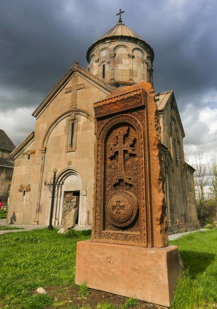 istock Armenian  hachkar and monastery 812034320