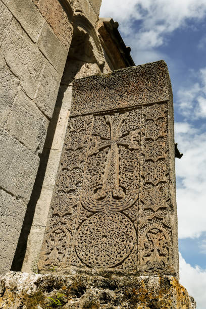 istock Armenian  hachkar and monastery 812034426