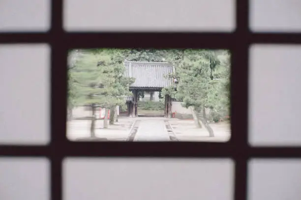 Torii gate, entrance gate of a buddhist temple