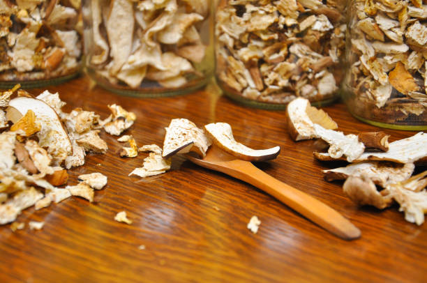 istock Background with dry mushrooms, boletus edulis as spice for cooking 812042708