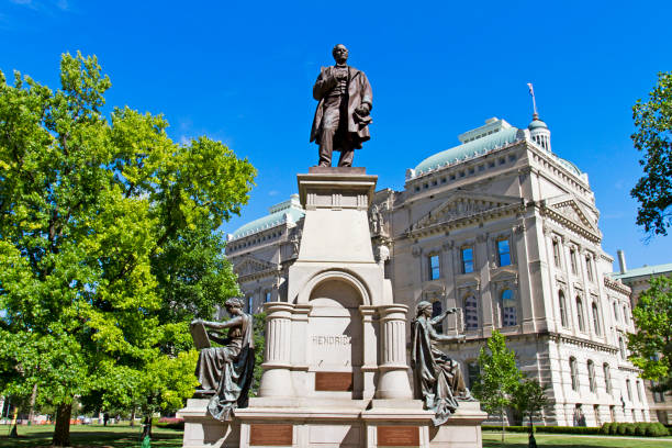 istock Statue of Thomas Hendricks and capitol building, Indianapolis, Indiana 812047134