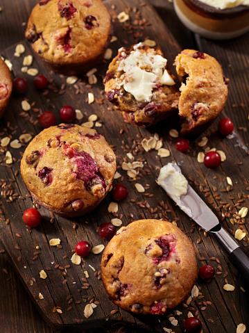 Cranberry Muffins with Butter