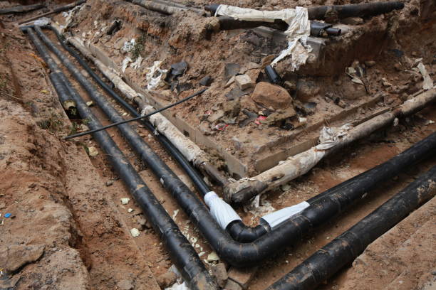 istock sewer pipe in the trench 812075764