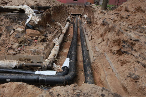 istock sewer pipe in the trench 812080308