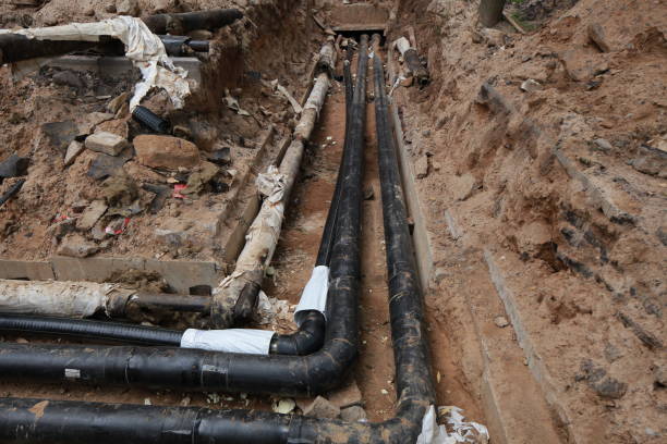 istock sewer pipe in the trench 812080574