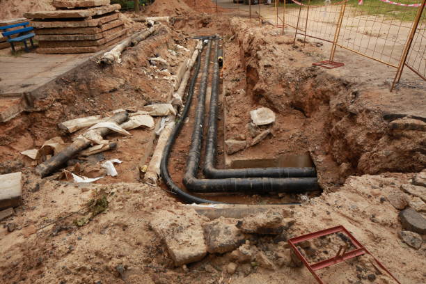 istock sewer pipe in the trench 812080632