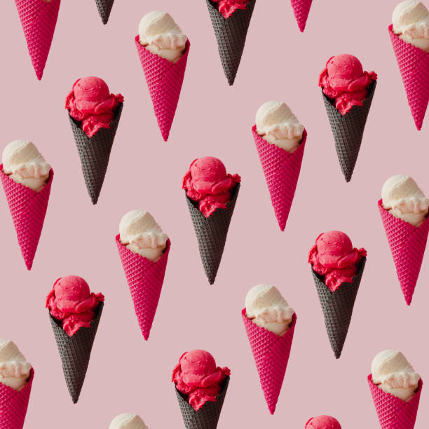 istock Colorful ice cream pattern on pink pastel background. Summer creative concept. 812085612