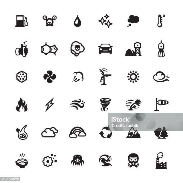 Air Purifier And Pollution Icons Set Stock Illustration - Download Image Now - Icon Symbol, Electric Fan, Air Conditioner
