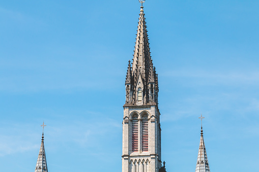 Detail of the architecture of the basilica of the sanctuary of Lourdes, France
