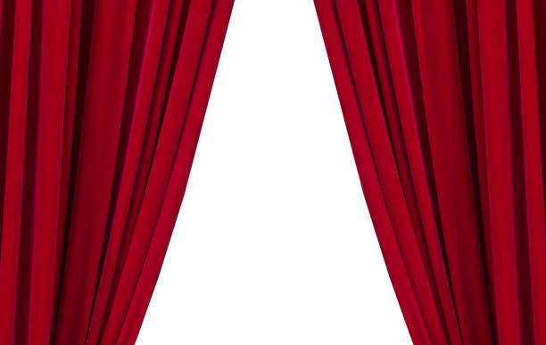 istock Large picture of a red curtains isolated on white background 812130340