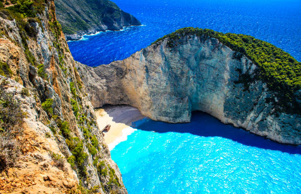 istock Most Incredible Navagio Beach or Shipwreck Beach. Zakynthos, Greece. 812132856