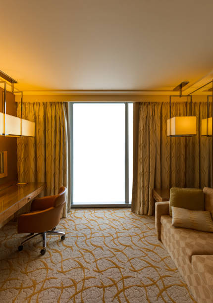 istock Hotel room and blank window 812133850