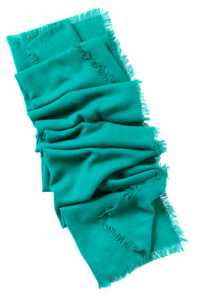 istock Jade striped scarf dark turquoise folded plaid winter shawl 812136664