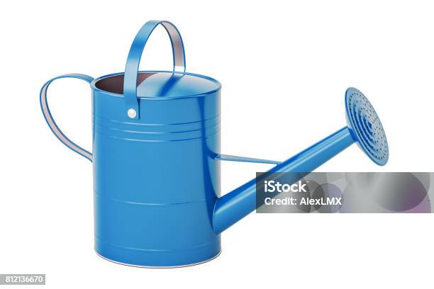 Blue Watering Can 3d Rendering Isolated On White Background Stock Photo - Download Image Now