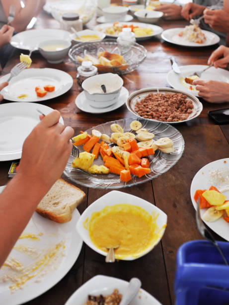 istock Top view of plates with different food on the table 812143824