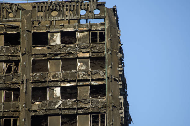 Grenfell Tower top floors stock photo