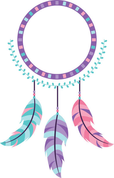 ilustraciones, imágenes clip art, dibujos animados e iconos de stock de atrapasueños de estilo boho - dreamcatcher symbol mystery catching