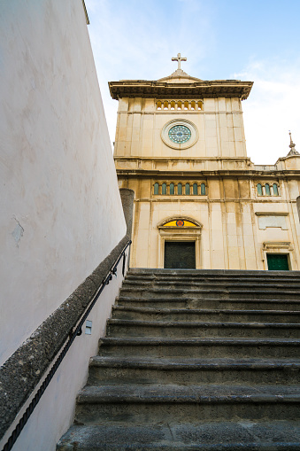 A bell tower and church of Santa Maria Assunta in Positano, Amalfi Coast, Salerno, Italy