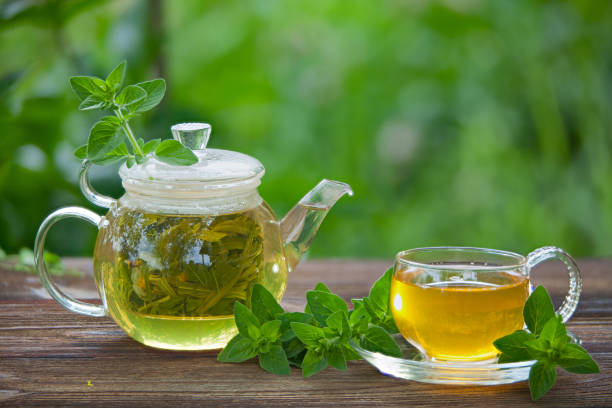 green tea in beautiful cup stock photo