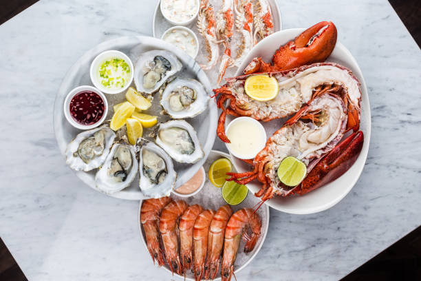 istock Fresh seafood platter with lobster, mussels and oysters 812193042