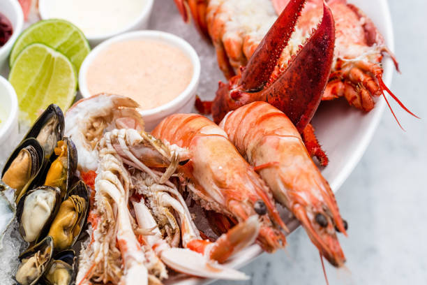 istock Fresh seafood platter with lobster, mussels and oysters 812202124
