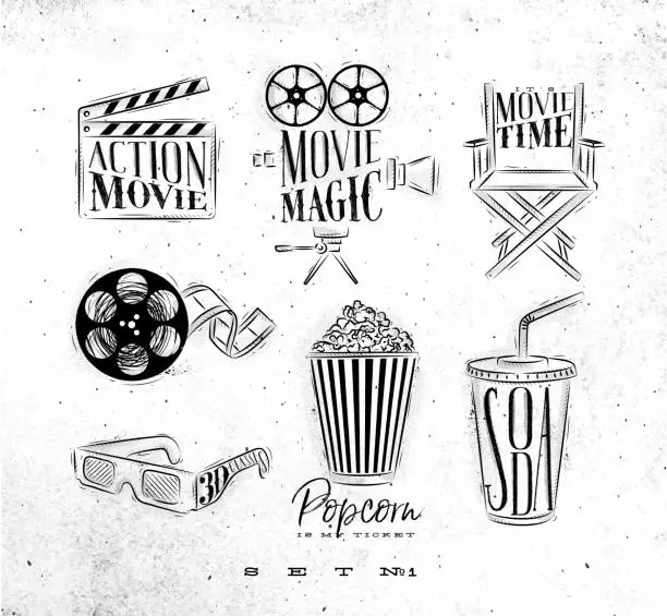 Vector illustration of Cinema signs coal
