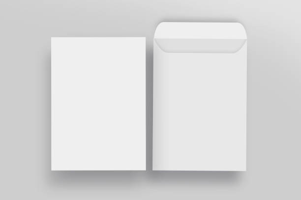 maqueta sobre blanco c4, fondo aislado - envelope fotografías e imágenes de stock