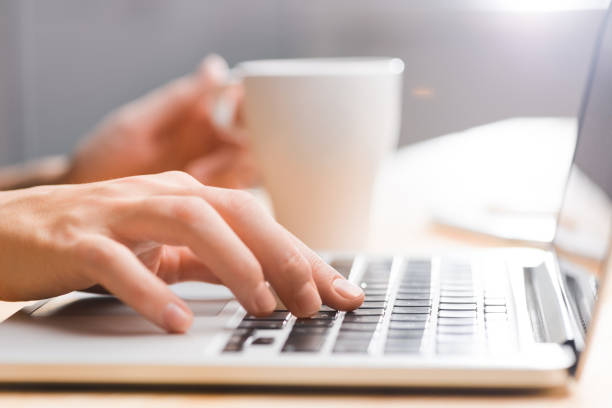 istock Hands working on the laptop, pressing buttons on keyboard 812300806