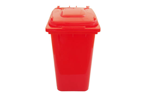istock Red bin for hazardous waste isolated on white background. 812317736