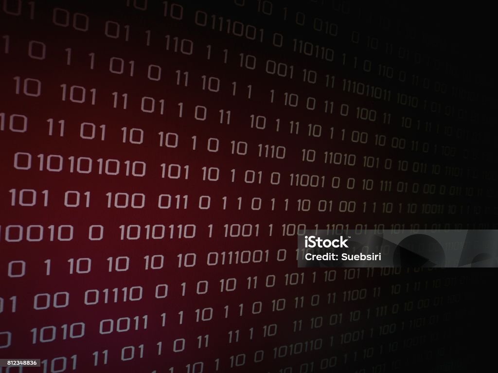 Red Binary Code On Computer Screen Stock Photo - Download Image Now ...
