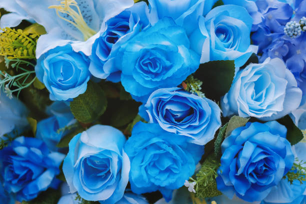istock Blue bouquet of artificial flowers 812356636