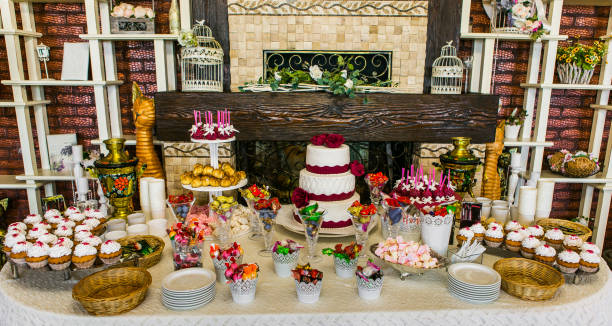 istock Candy Bar. Delicious sweet buffet with cupcakes. Sweet holiday buffet with cupcakes and other desserts. 812376438