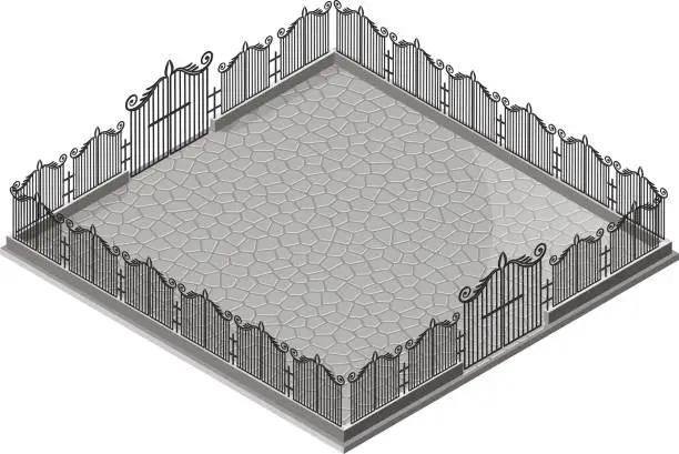 Vector illustration of iron fence