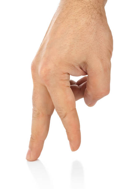 istock Small man made of fingers hand 812395862