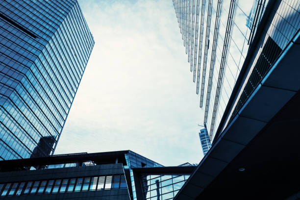 istock Look up at the modern city skyscrapers. 812398580