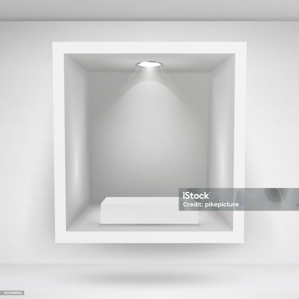 Empty Niche Vector Realistic Clean Shelf Niche Wall Showcase Good ...