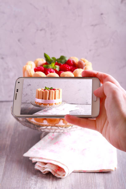 istock Taking photo of charlotte cake 812401490