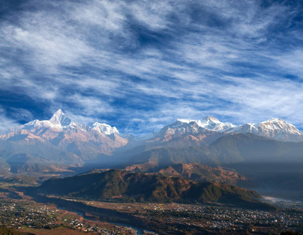 istock Himalayas mountain range from Sarangkot Hill in Pokhara, Nepal 812404444