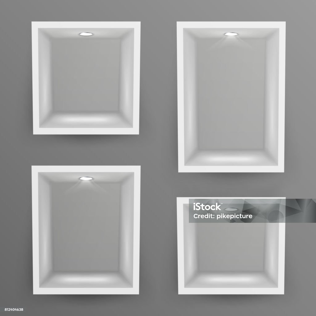 Empty Show Window Niche Set Vector Abstract Clean Shelf Niche Wall ...