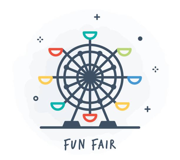 ilustrações de stock, clip art, desenhos animados e ícones de carousel line icon - carnival amusement park amusement park ride traditional festival