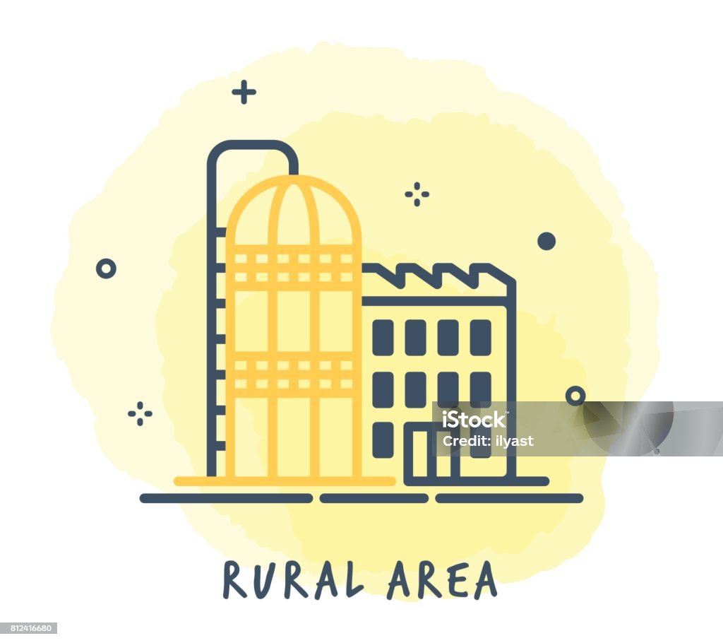 Silo Line Icon Line Style Vector Illustration for Rural Area. Agricultural Building stock vector