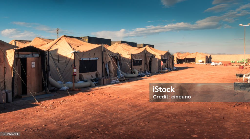Marine military camp Marine military camp, nobody, anywhere in the world Camping Stock Photo