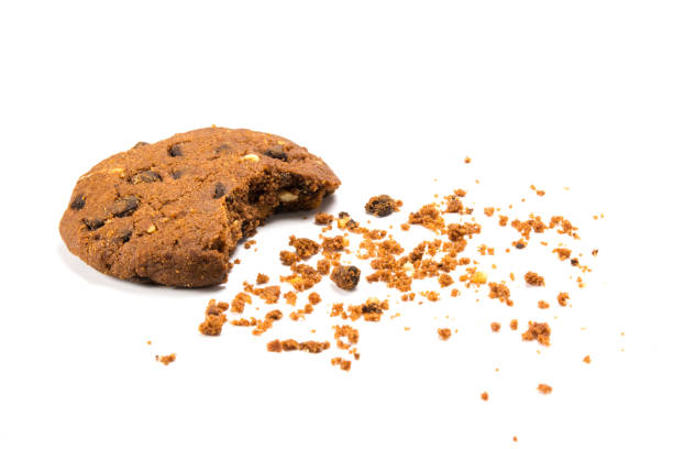 Bitten cookie with crumbs