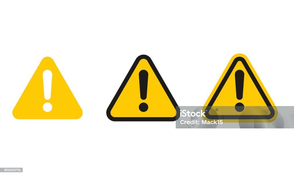 Set of triangle caution icons Danger stock vector