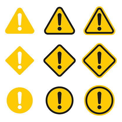 Set of caution icons. Caution sign