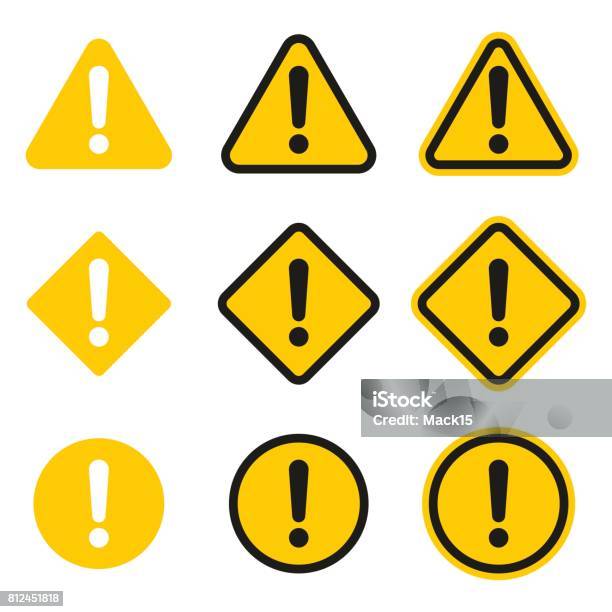 Set Of Caution Icons Caution Sign Stock Illustration - Download Image Now - Safety, Stealth, Icon Symbol